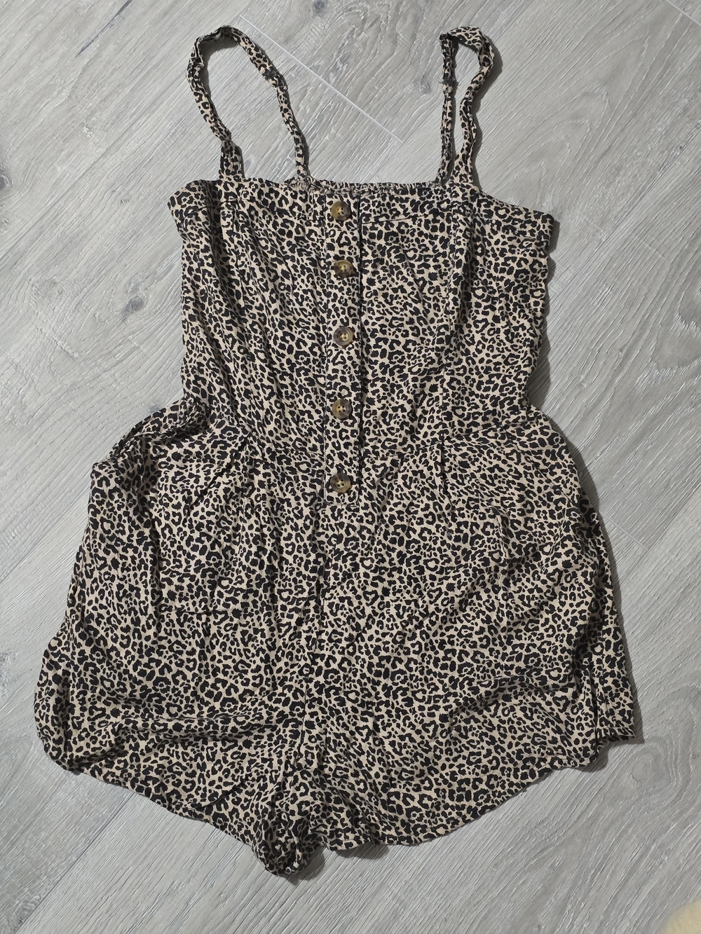 Hollister Beige and Black Leopard Print Romper